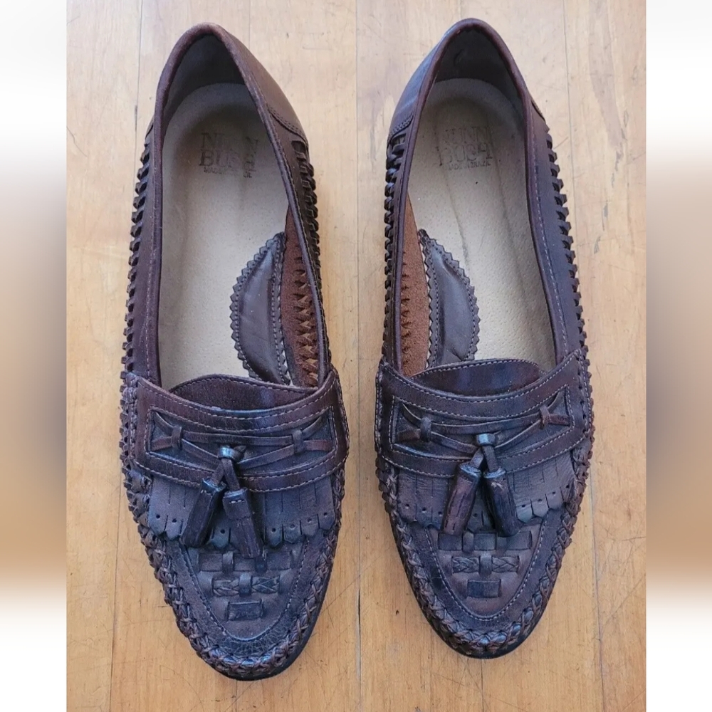 Nunn Bush Men's Brown Size 9M Braided Leather Loafers Slip-On Shoes Italy